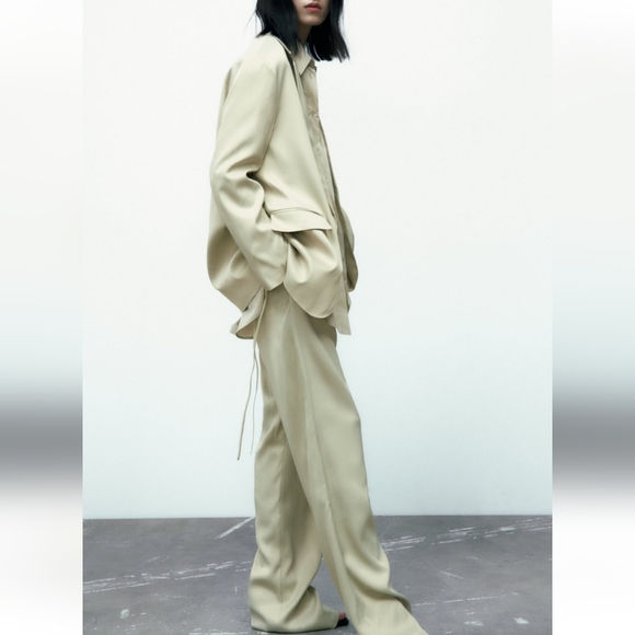 ZARA Matching Set * Satin Effect Blazer & Wide Pants - Picture 9 of 16